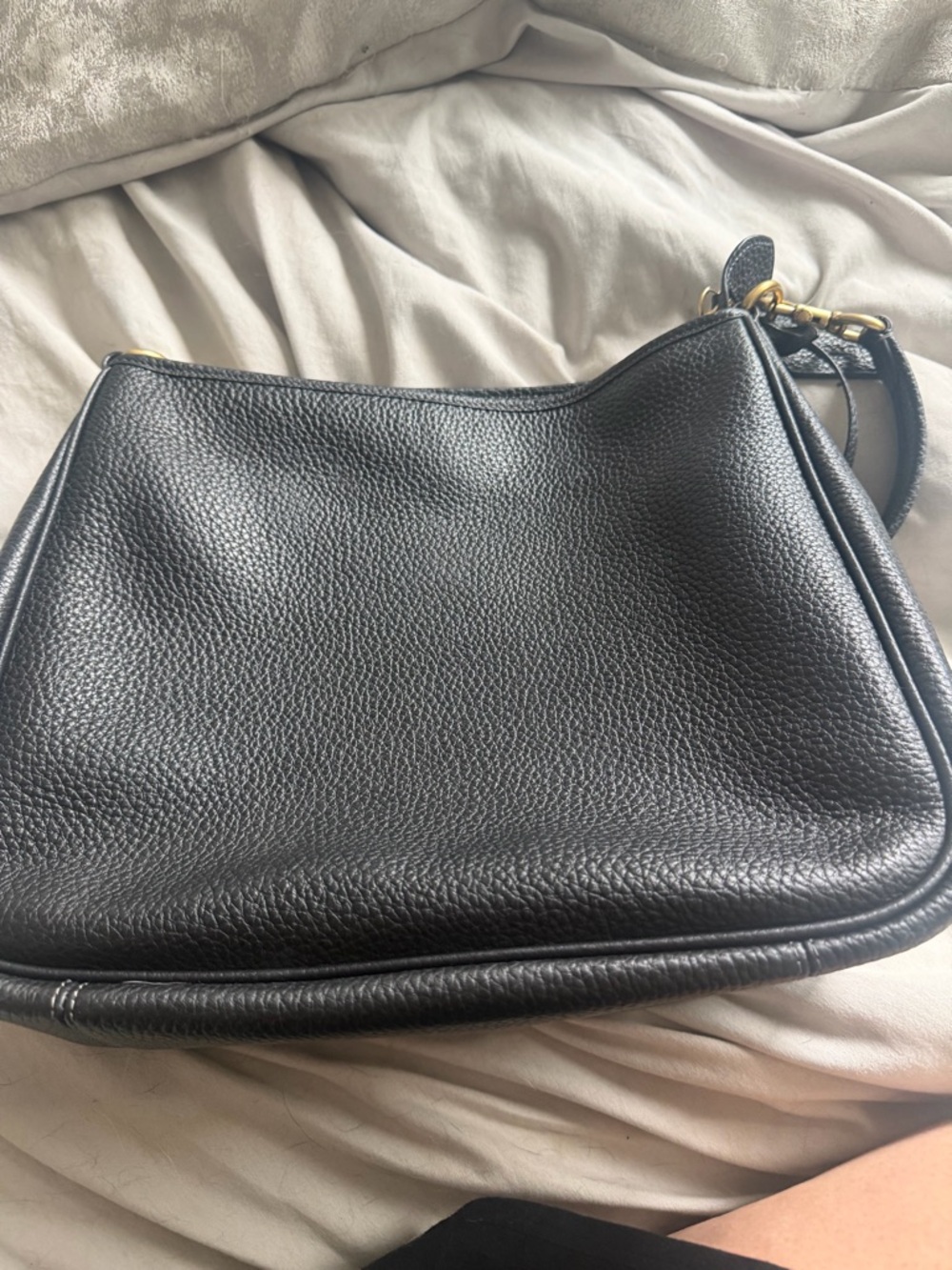 Coach Cary Black Pebbled Leather Shoulder Bag with Gold Hardware - Picture 11 of 11